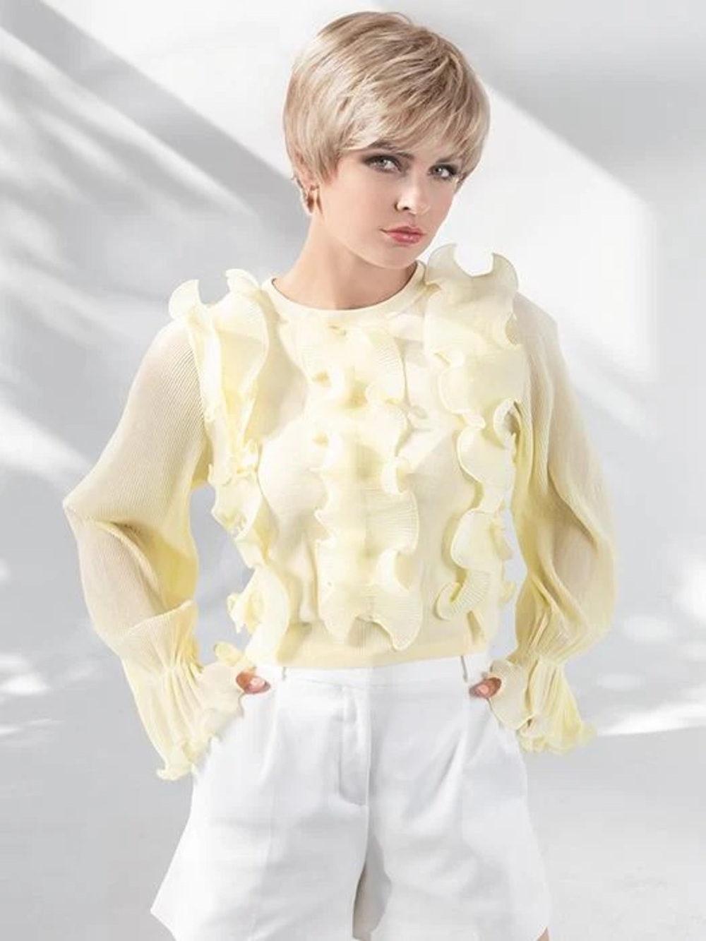 ZARA Pale Yellow Ruffle-Front Knit Top - Picture 4 of 7